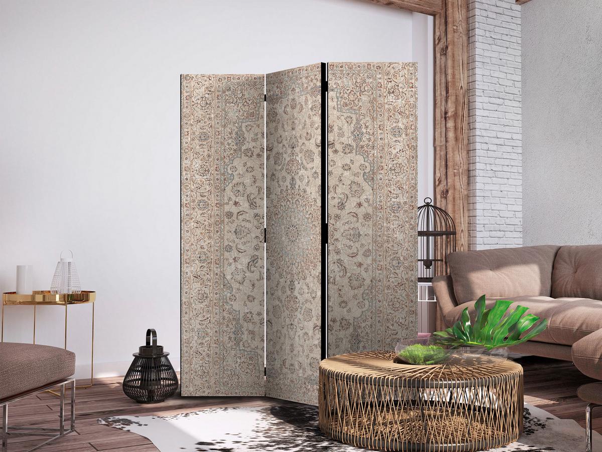 PARAVENT Einseitig Bedruckter 3-tlg 135x172 cm Mandala Boho Stil - Beige, Holz/Textil (135/172/3cm) - Muralo