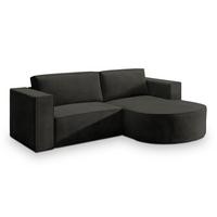 ECKSOFA SORELA M R-S Schwarz Velours-Stoff mit Schlaffunktion - Schwarz, Holz (263/174cm) - MASSENO