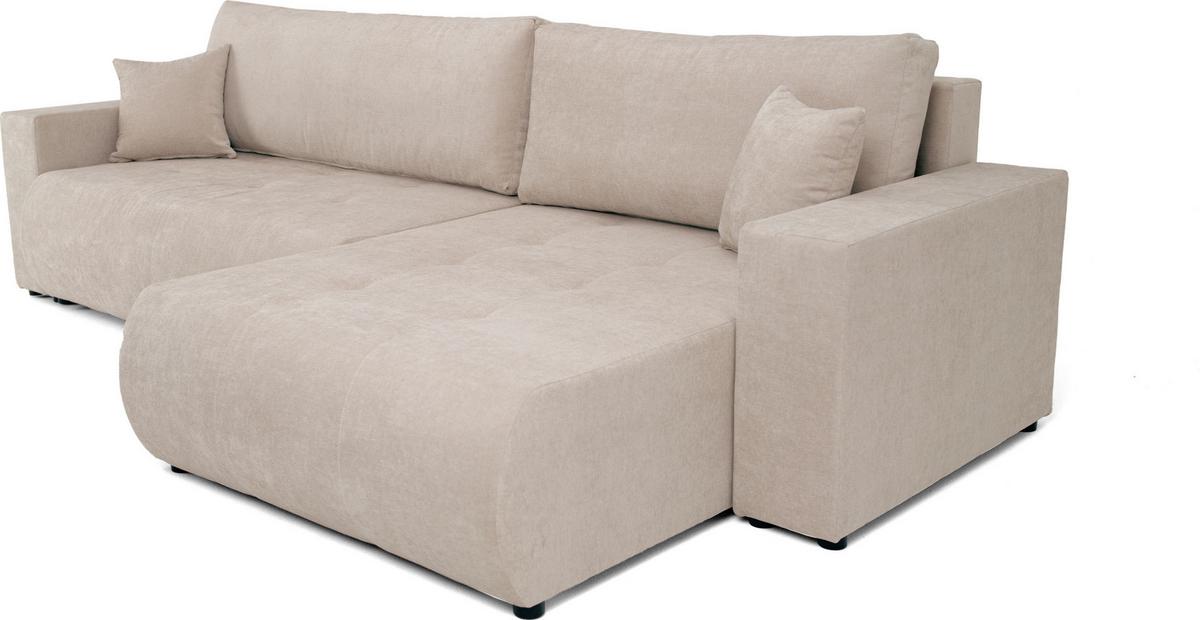 ECKSOFA Alva 3-Sitzer Universall Rechts/Links, Strukturstoff Beige 277/154/83 cm - Beige/Schwarz, Textil (277/154cm) - WFL GROUP