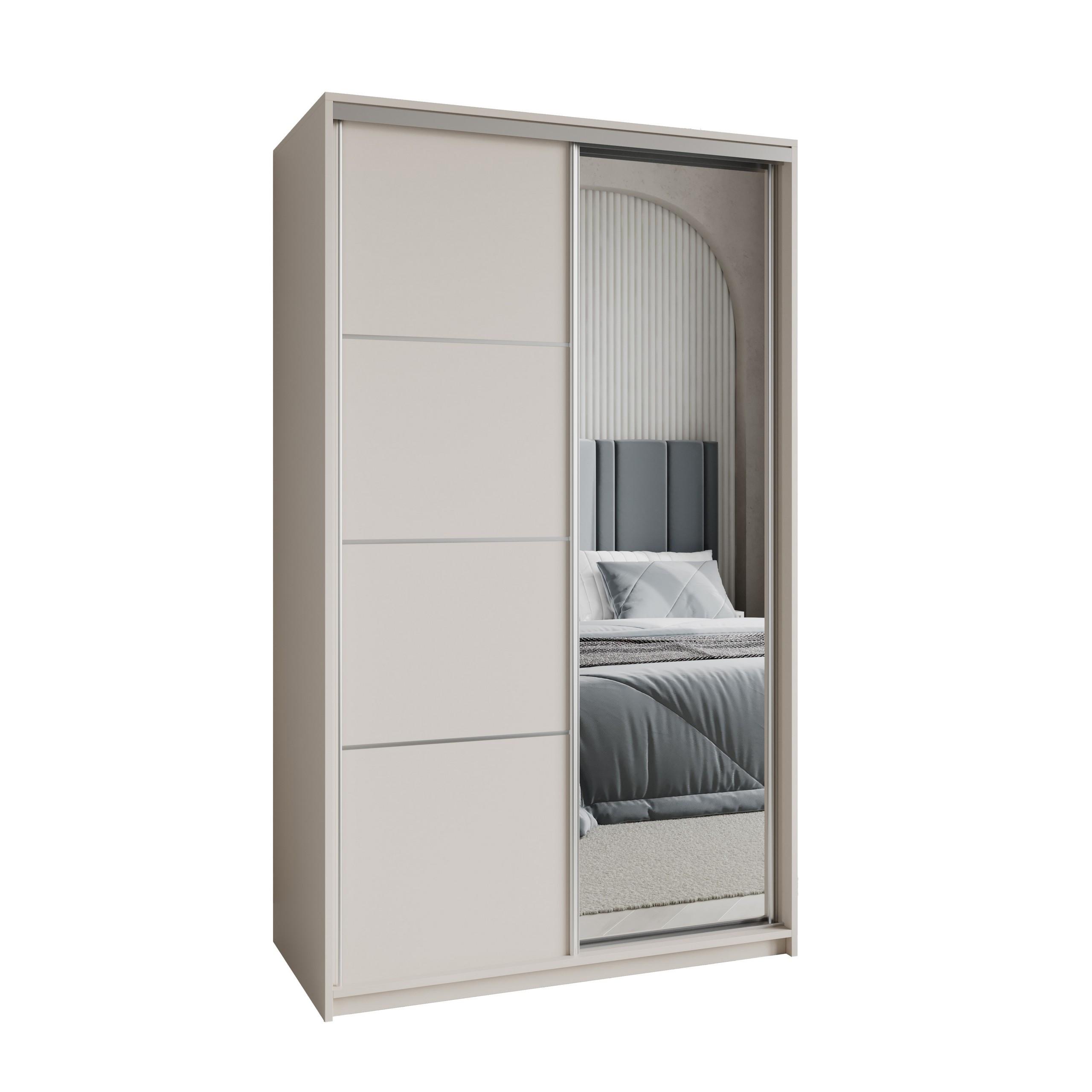 SCHWEBETÜRENSCHRANK VARO 120/205/60 cm 2-türig mit Spiegel Kaschmir - Kaschmir, Holzwerkstoff (120/205/60cm) - MASSENO