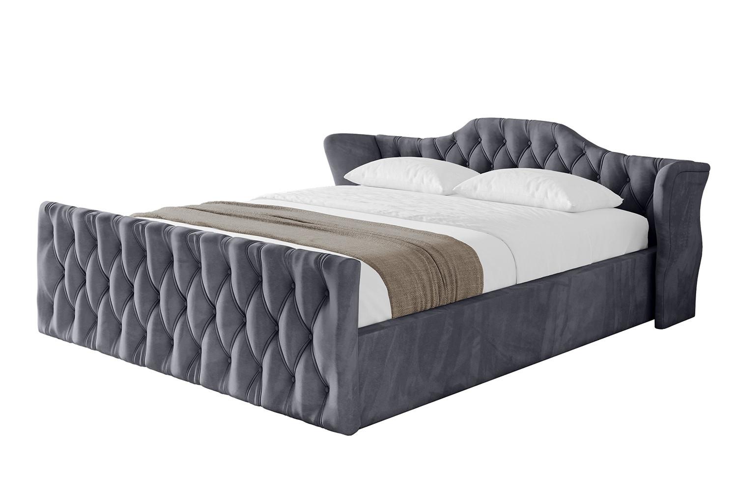 POLSTERBETT mit Bettkasten, Fußteil und Lattenrost, Boxbett ohne Matratze - ZORAN-Z-V1 200x200 Dunkelgrau - Dunkelgrau, Holzwerkstoff/Textil (200/200cm) - ALTDECOR