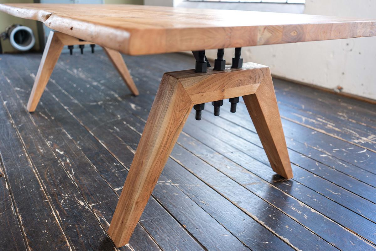 ESSTISCH MIT BAUMKANTE WOODY Braun Akazie - Schwarz/Braun, Akazienholz/Holz (100/240/78cm) - KAWOLA