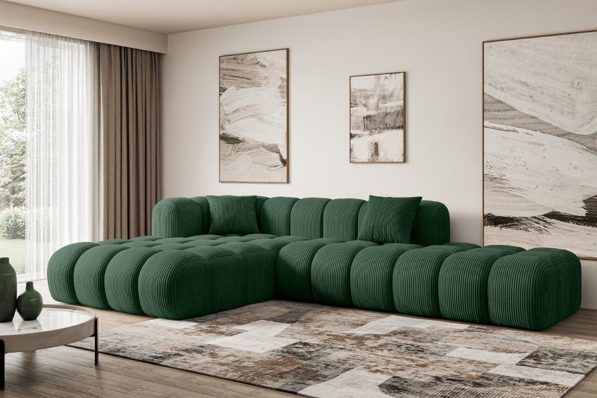 ECKSOFA Ottomane Links OLEA-L2 - 289x176x71 cm Grün - Schwarz/Rosa, Holzwerkstoff/Kunststoff (176/289cm) - ALTDECOR