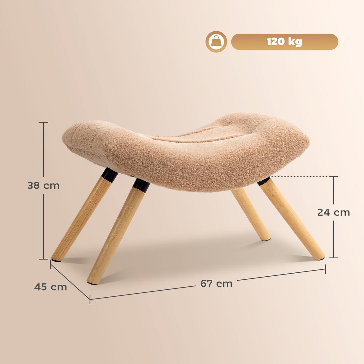 SITZHOCKER, Fußhocker, Polsterhocker, Fußstütze bis 120 kg belastbar Braun - Braun, Kunststoff (45/38/67cm) - HOMCOM
