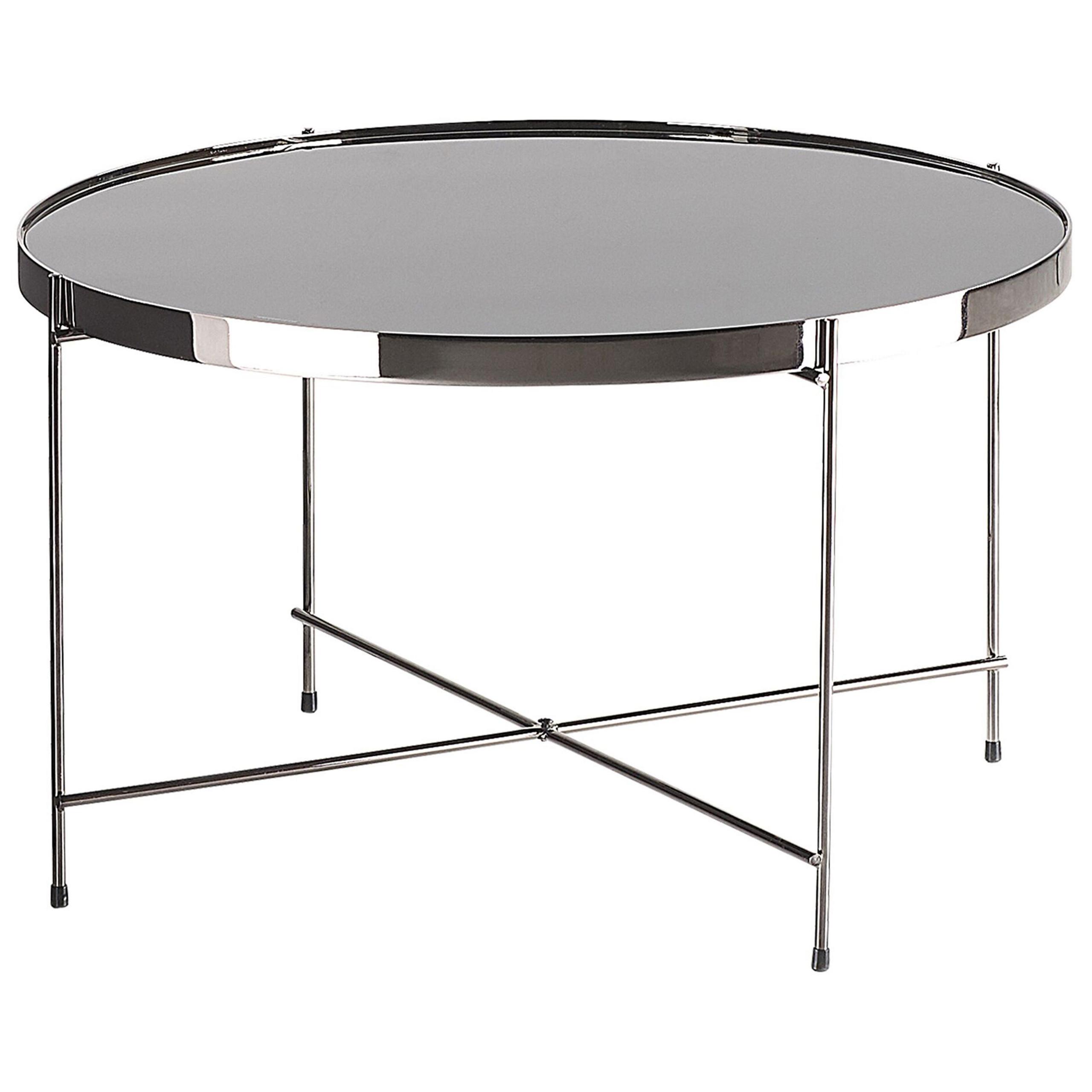 COUCHTISCH Glass chwarz/silber 63cm Lucea - Silberfarben/Schwarz, Metall (63/63/38cm) - Beliani