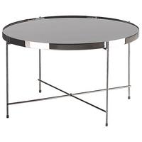 COUCHTISCH Glass chwarz/silber 63cm Lucea - Silberfarben/Schwarz, Metall (63/63/38cm) - Beliani