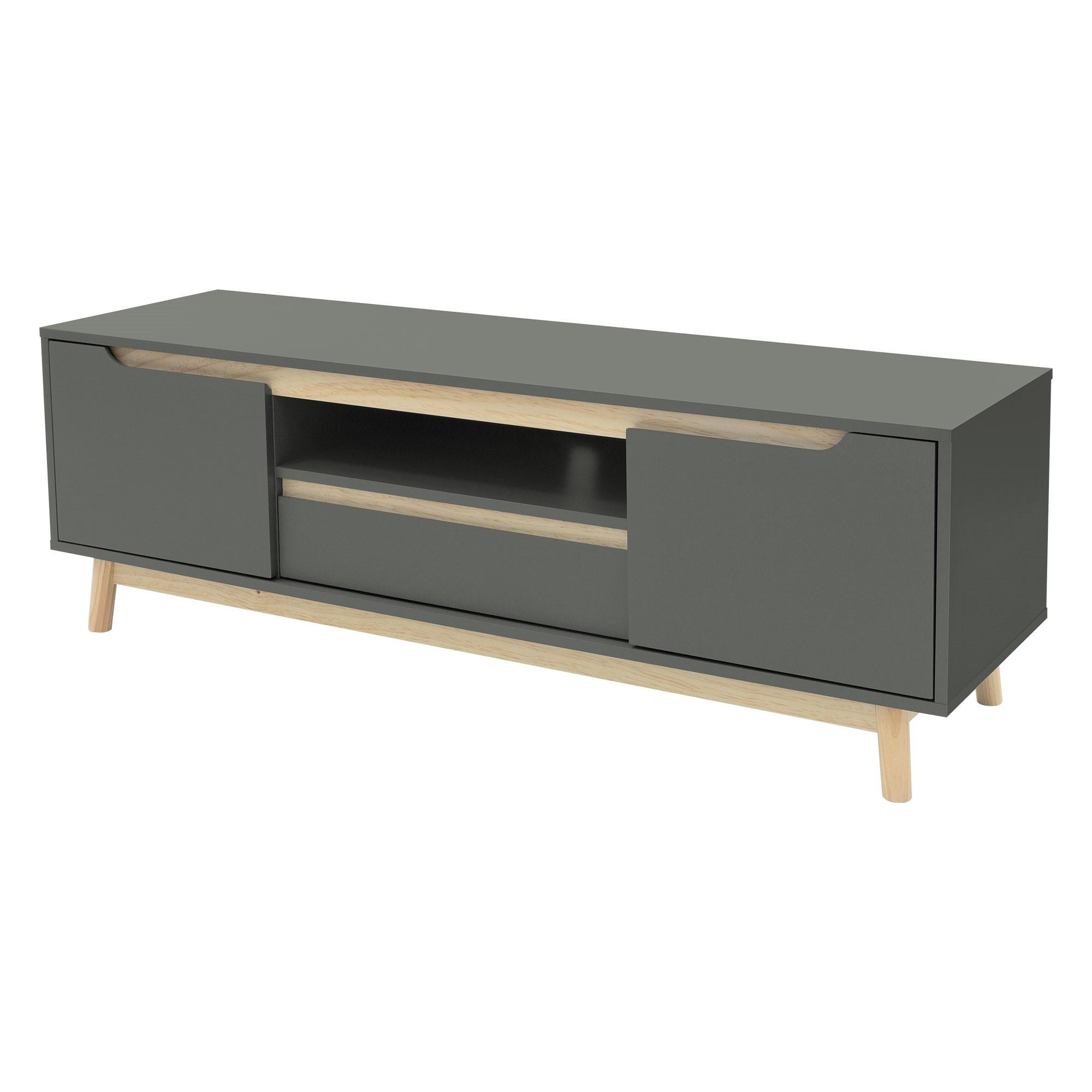 TV LOWBOARD - Naturfarben/Grau, Holz (40/46/140cm) - ML-DESIGN