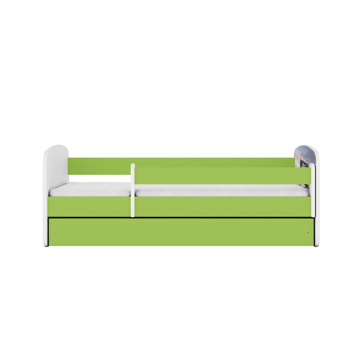 KINDERBETT Pferd im Galopp mit Schublade und Matratze 180/80 - Grün, Holzwerkstoff (80/180cm) - RAUMHIRSCH FURNITURE
