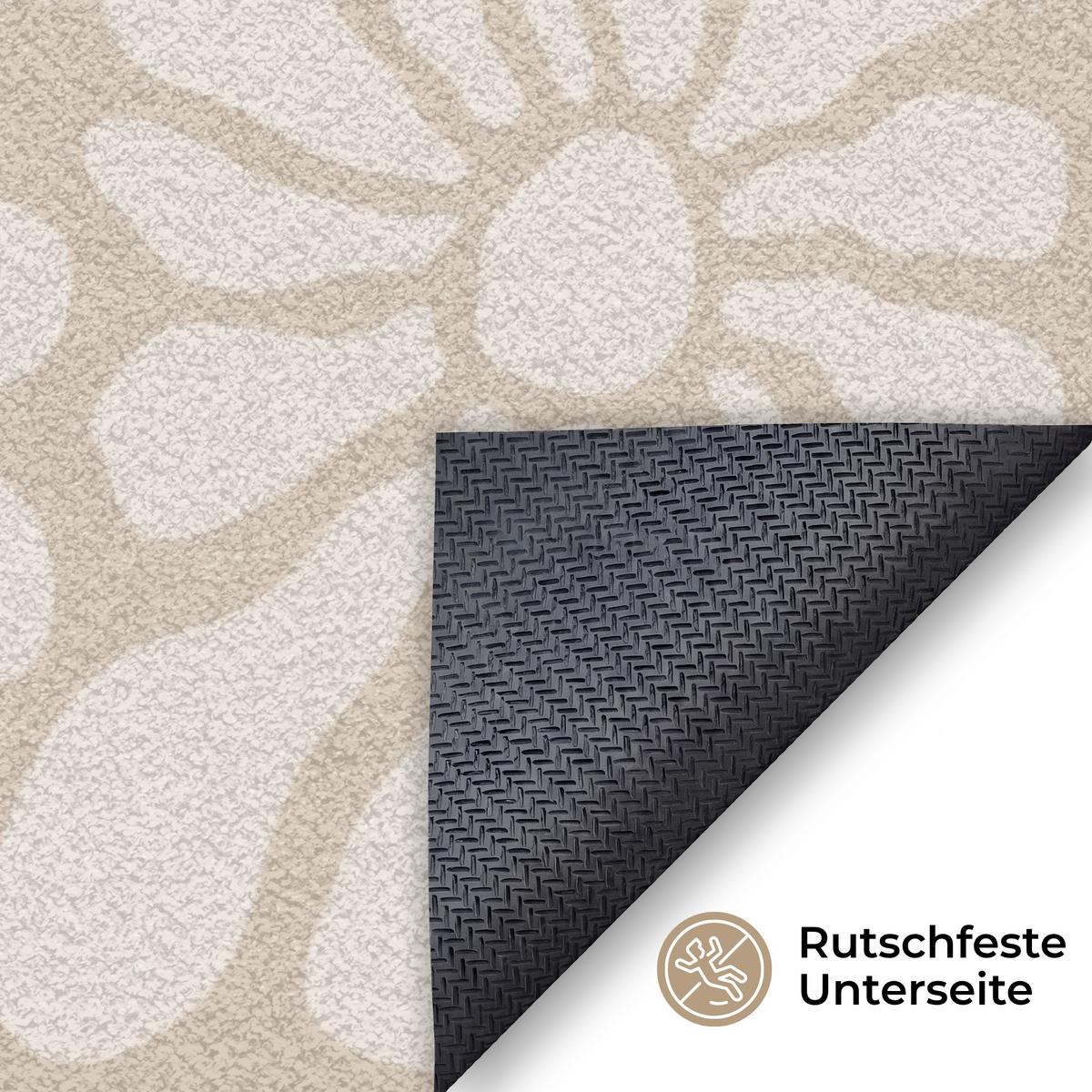 FUSSMATTE Floral - Druck - Beige - Braun - Minimalistisch Schmutzfangmatte 120x80 cm - Sandfarben, Kunststoff (120/0.4cm) - MuchoWow
