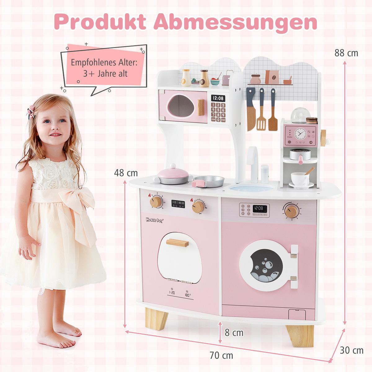 SPIELKÜCHENSET Rosa - Pink, Holzwerkstoff (70/88/30cm) - COSTWAY