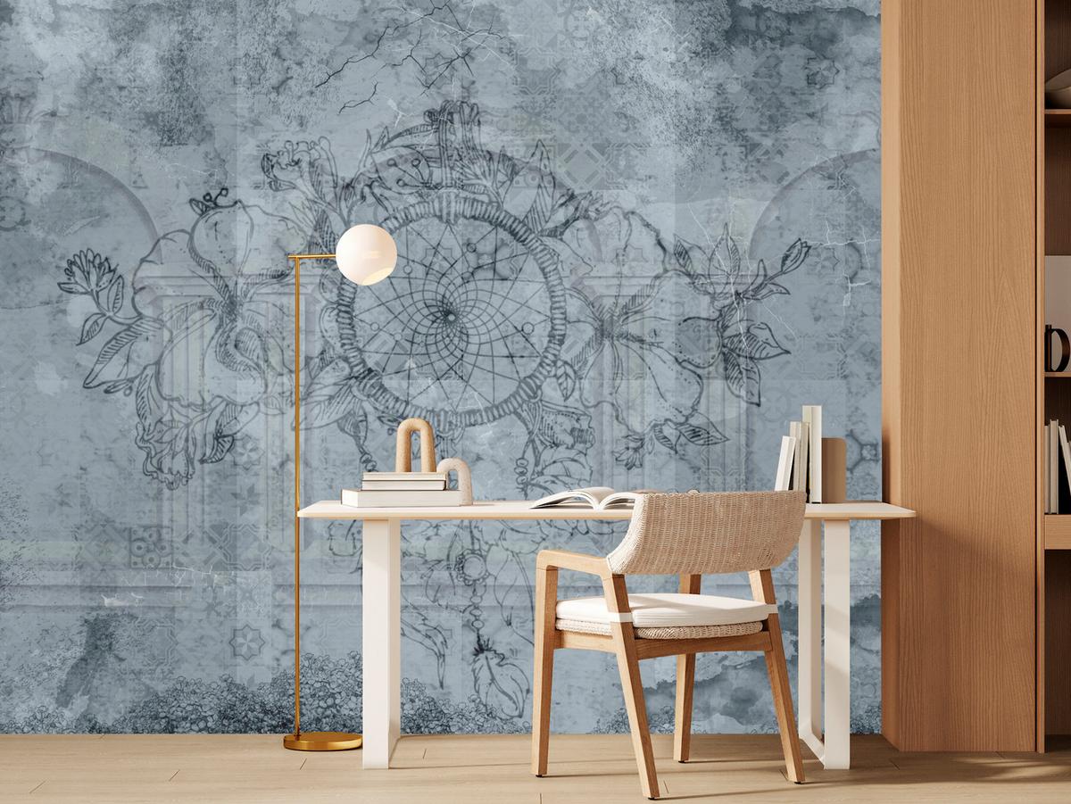 FOTOTAPETE für Schlafzimmer Traumfänger Vintage Säulen 200x140 - Grau, Papier (200/140cm) - Muralo