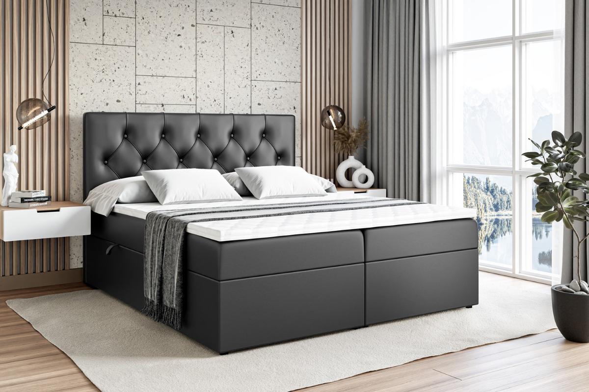BOXBETT mit Matratze H3 und Lattenrost - MIRAGE - 140x200 Schwarz Hochglanz - Schwarz Hochglanz, Holzwerkstoff (140/200cm) - ALTDECOR