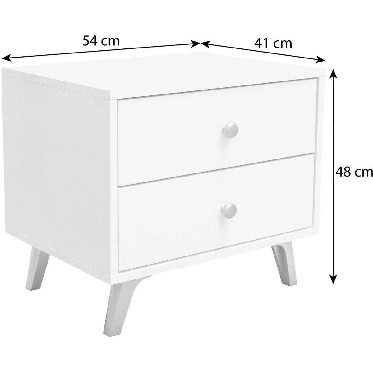 NACHTTISCH Solea mit 2 Schubladen, Weiß - Goldfarben/Weiß, Holzwerkstoff (54/48/41cm) - Beautysofa