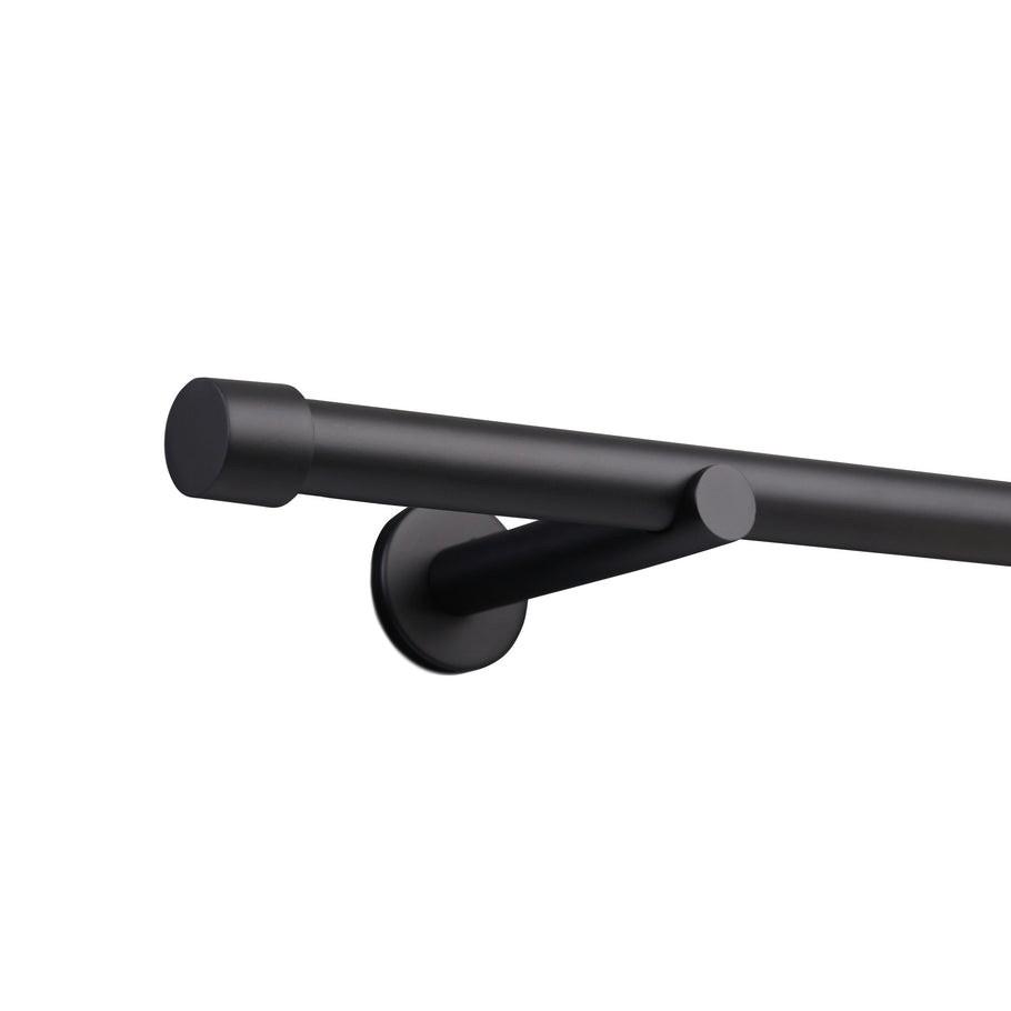 GARDINENSTANGE auf Maß 1-lauf Wandmontage Kappe 80cm - Schwarz, Metall (80cm) - Deco-Raum