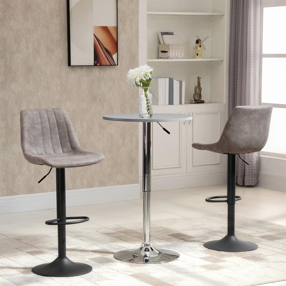 BARHOCKER 2er-Set , Höhenverstellbarer mit Fußstützen - Grau, Textil (43/110/46.5cm) - HOMCOM