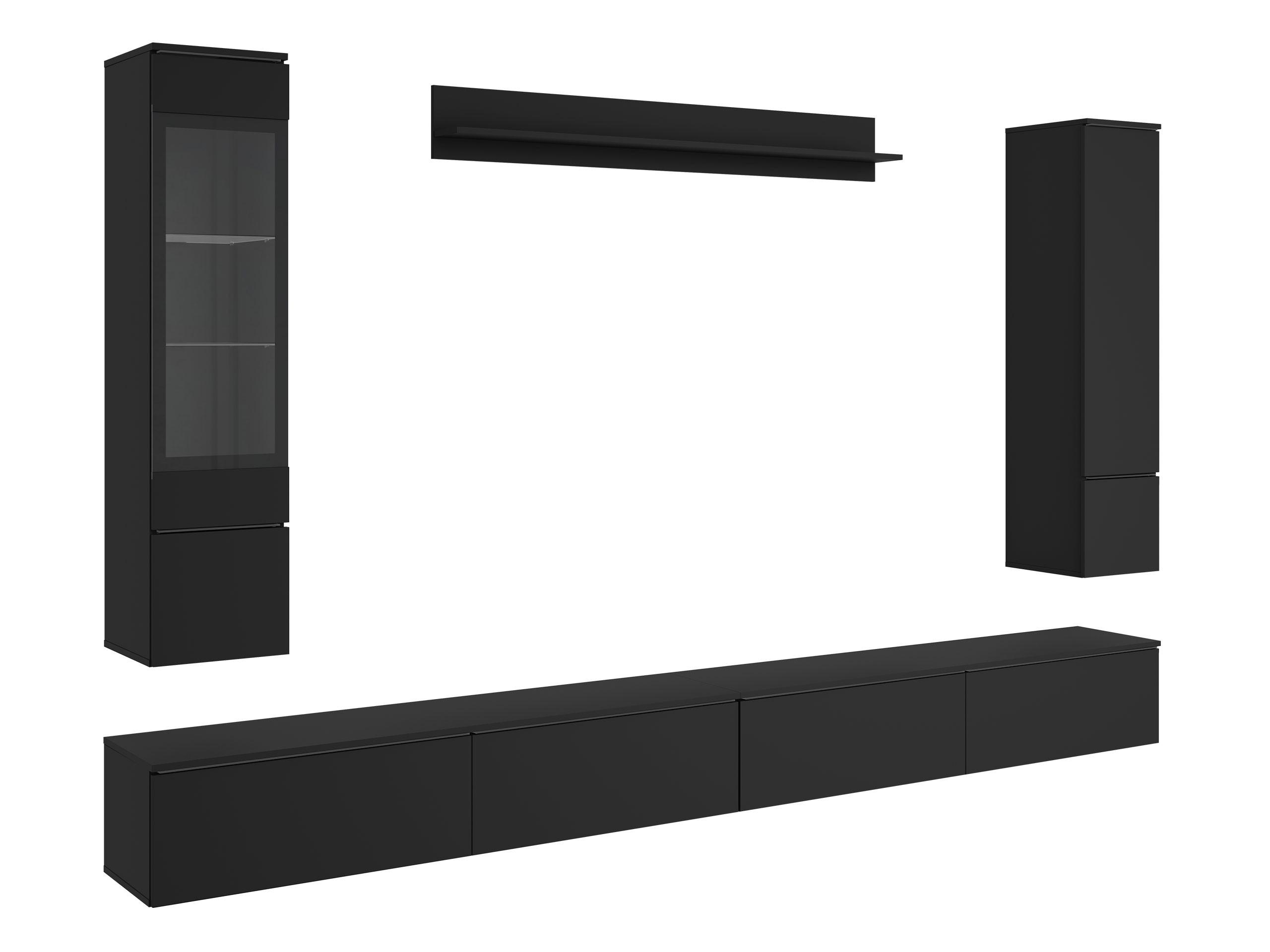 WOHNWAND Vera VIII mit weißer LED Beleuchtung - Silberfarben/Graphitfarben, Holzwerkstoff/Kunststoff (300/130/33cm) - MIRJAN24