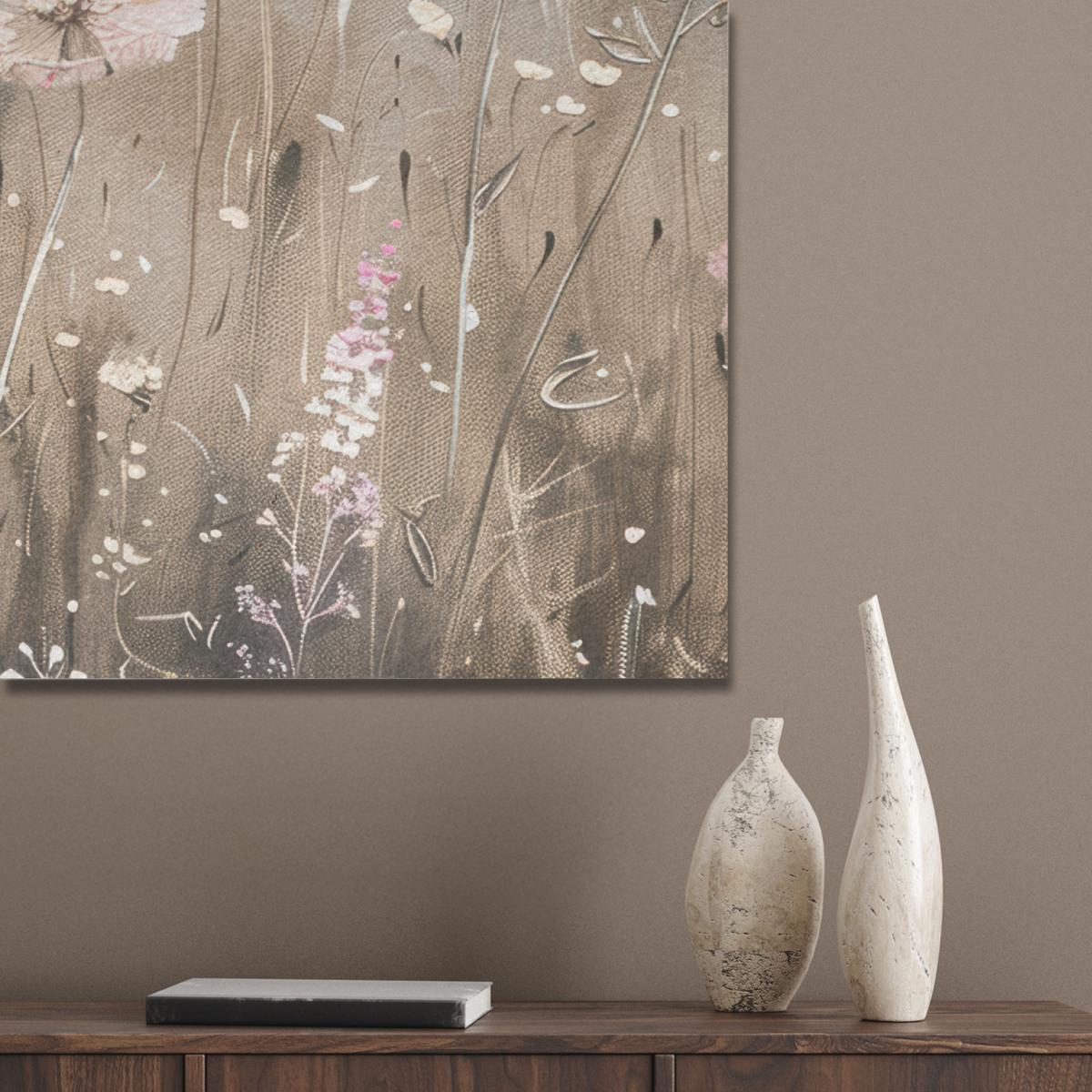 AKUSTIKBILD Blumen - Rosa - Modern - Beige Akustikpaneele 90x90 cm - Beige, Kunststoff (90/90/0.9cm) - MuchoWow