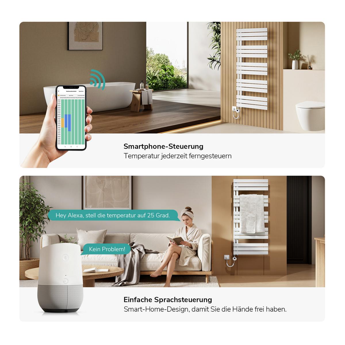 HEIZKÖRPER Elektrisch mit Thermostat Weiß 75/60 cm - Weiß, Metall (60/76.2/5.9cm) - EMKE