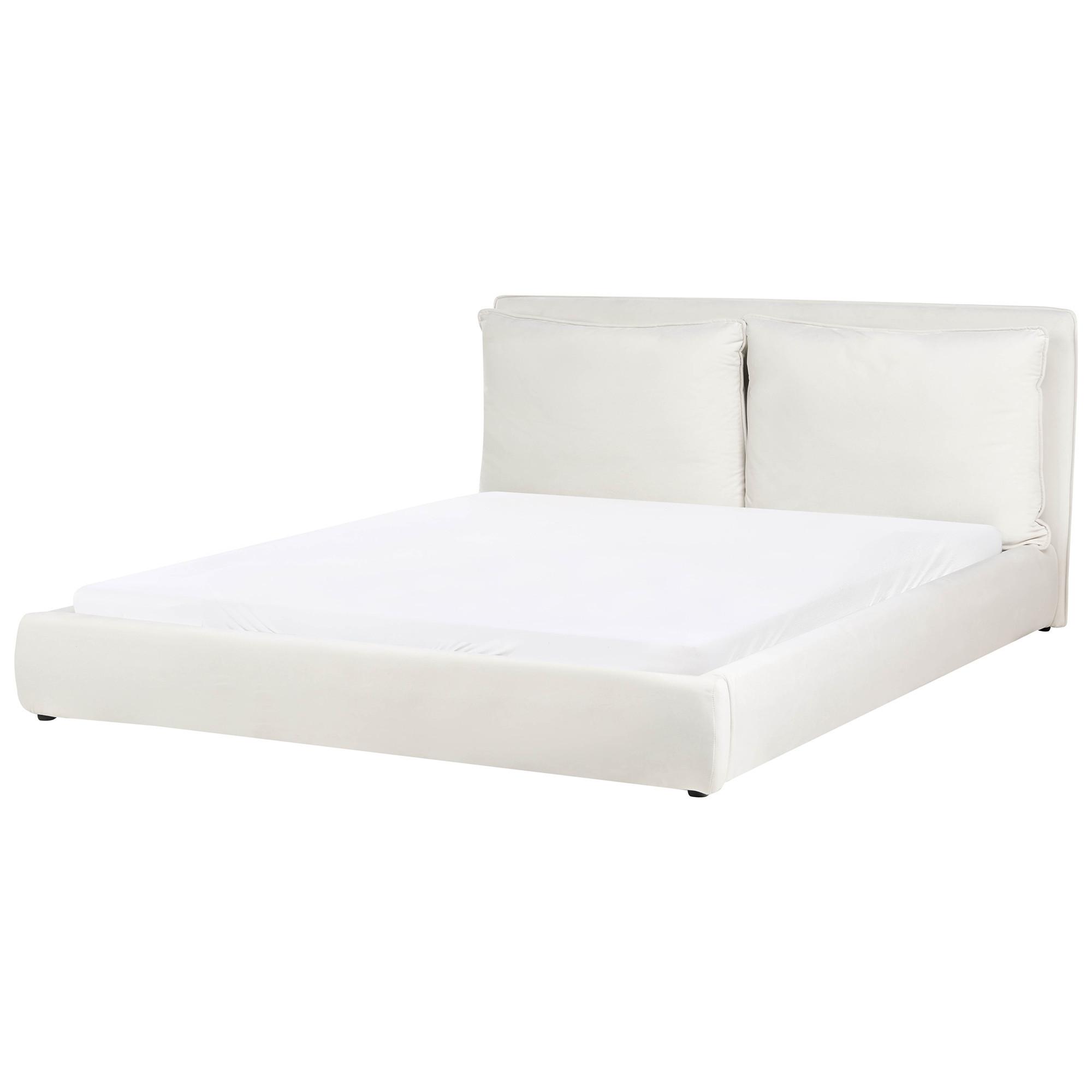 BETT mit Lattenrost 180/200 cm Cremeweiß Bajonna - Schwarz/Weiß, Textil (180/200cm) - Beliani