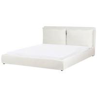 BETT mit Lattenrost 180/200 cm Cremeweiß Bajonna - Schwarz/Weiß, Textil (180/200cm) - Beliani