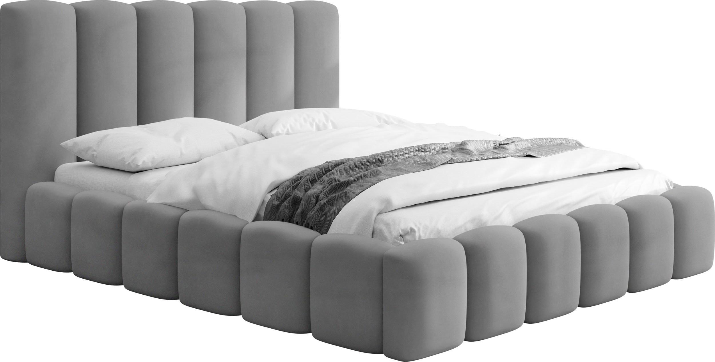 POLSTERBETT Serenity mit Bettkasten, Grau Samt 120x200 cm - Birkefarben/Schwarz, Holzwerkstoff/Kunststoff (120/200cm) - WFL GROUP