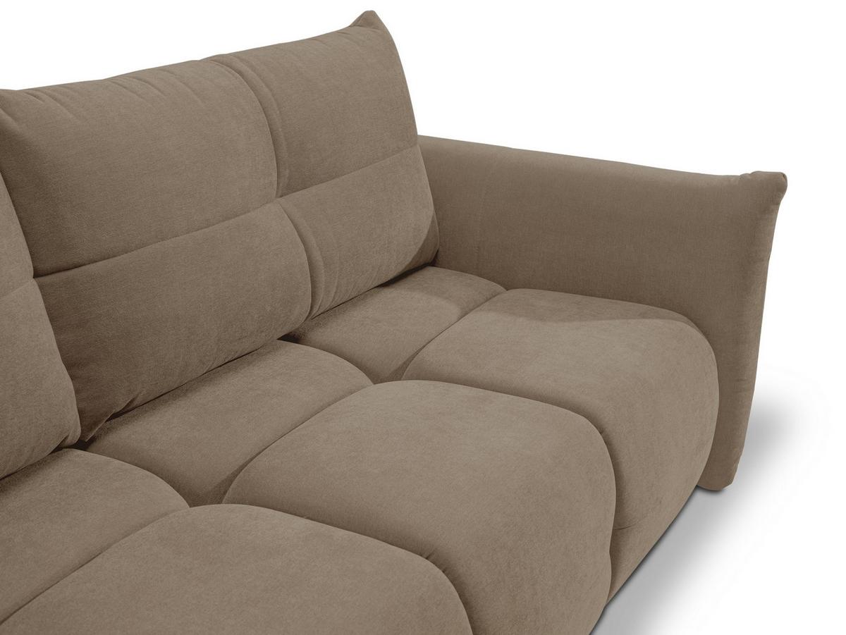 BETTSOFA MODA Beige Chenille-Stoff mit Schlaffunktion - Beige, Holz (245/86/110cm) - MASSENO