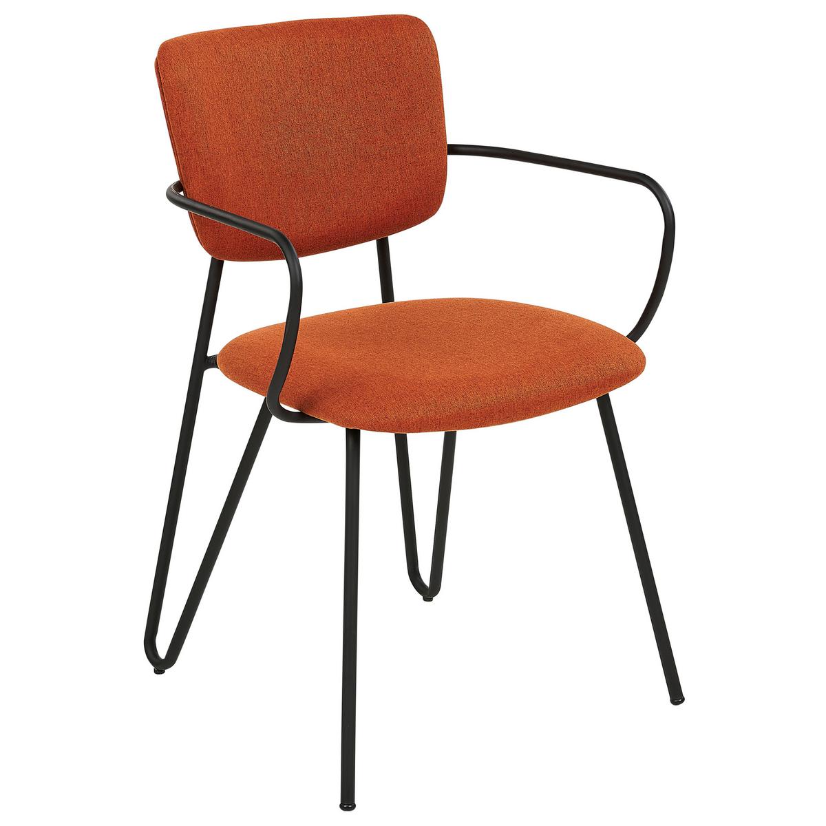 ESSZIMMERSTUHL 2er-Set Polsterbezug Orange Elko - Orange, Textil/Metall (45/80/54cm) - Beliani