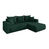 ECKSOFA mit Schlaffunktion Ottomane Rechts MILA-L 277x194x86 Grün Velours - Schwarz/Grün, Holzwerkstoff/Kunststoff (277/194cm) - ALTDECOR