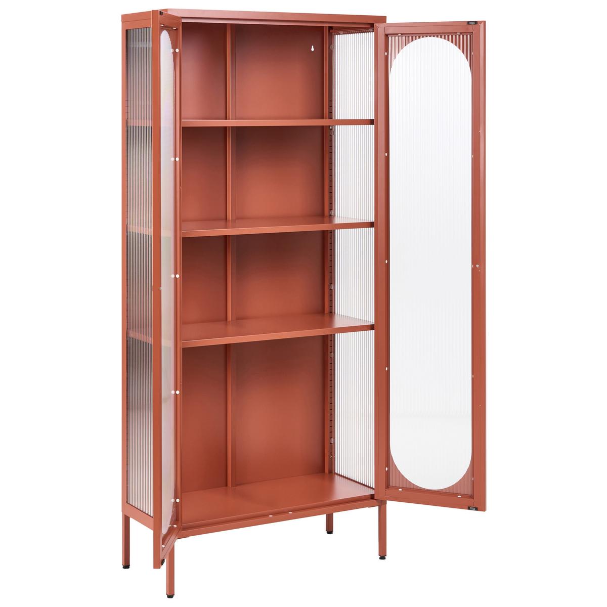 VITRINE mit Glastüren Metall 80 cm Goldbraun Foxton - Goldfarben/Braun, Metall (80/181/35cm) - Beliani