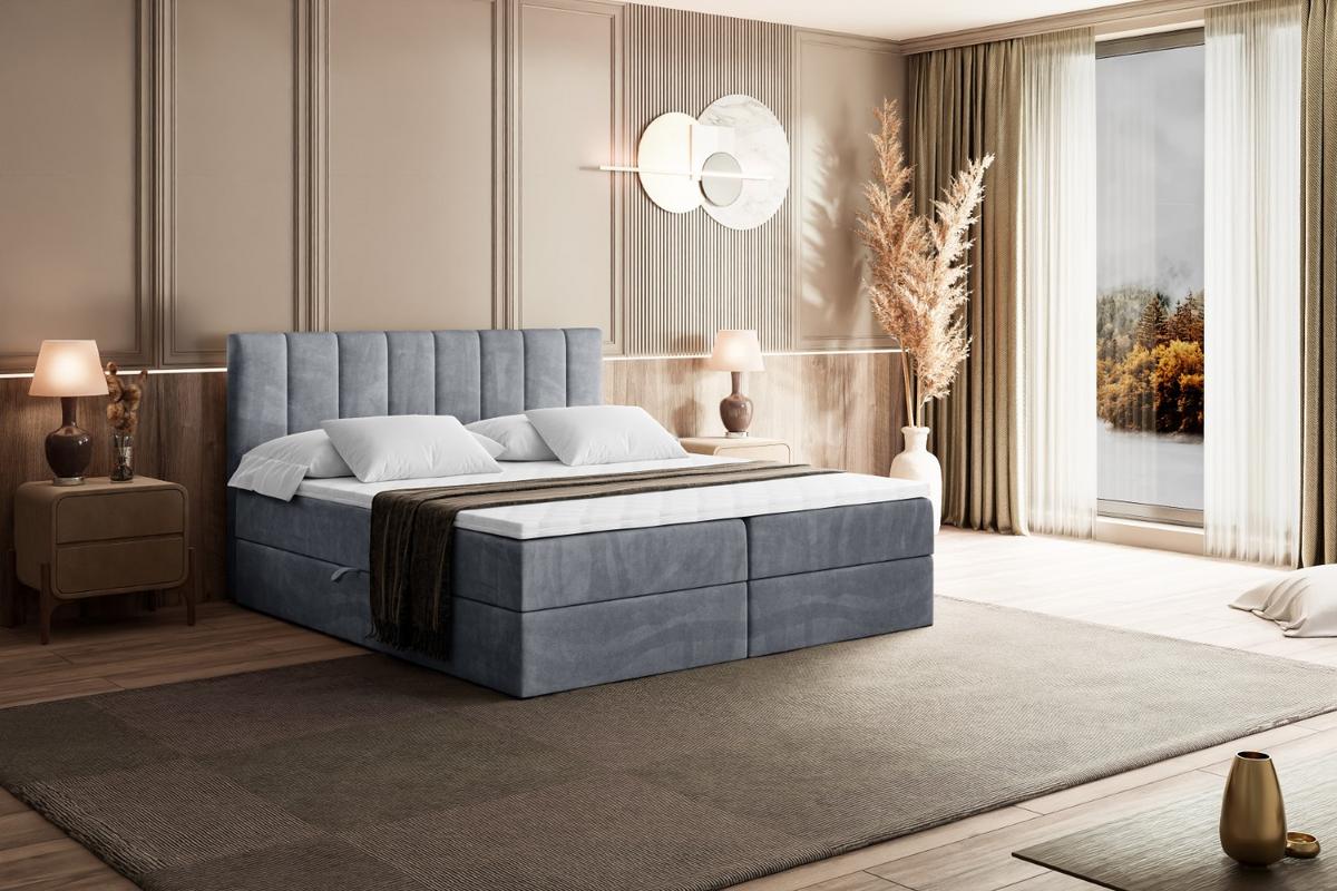 BOXBETT mit Matratze H4 und Lattenrost - OTTA - 180x200 cm - H4 - Grau - Grau, Holzwerkstoff (180/200cm) - ALTDECOR