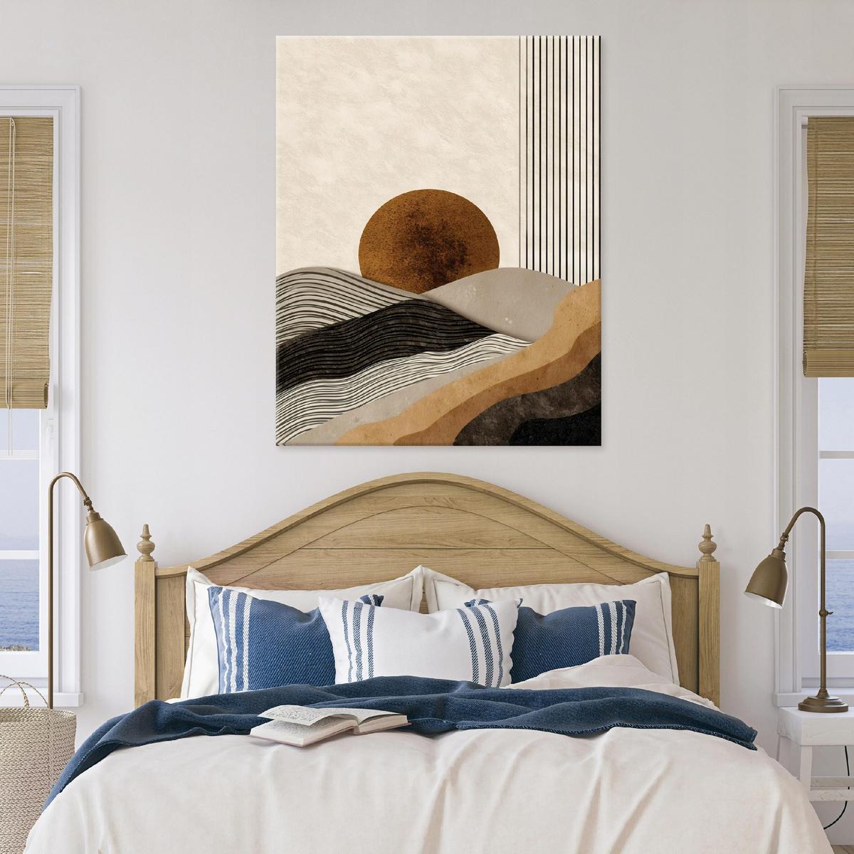 LEINWANDBILD Abstrakt Art Deco Beige 80x120 cm - Multicolor, Holzwerkstoff (80/120cm) - Wallarena