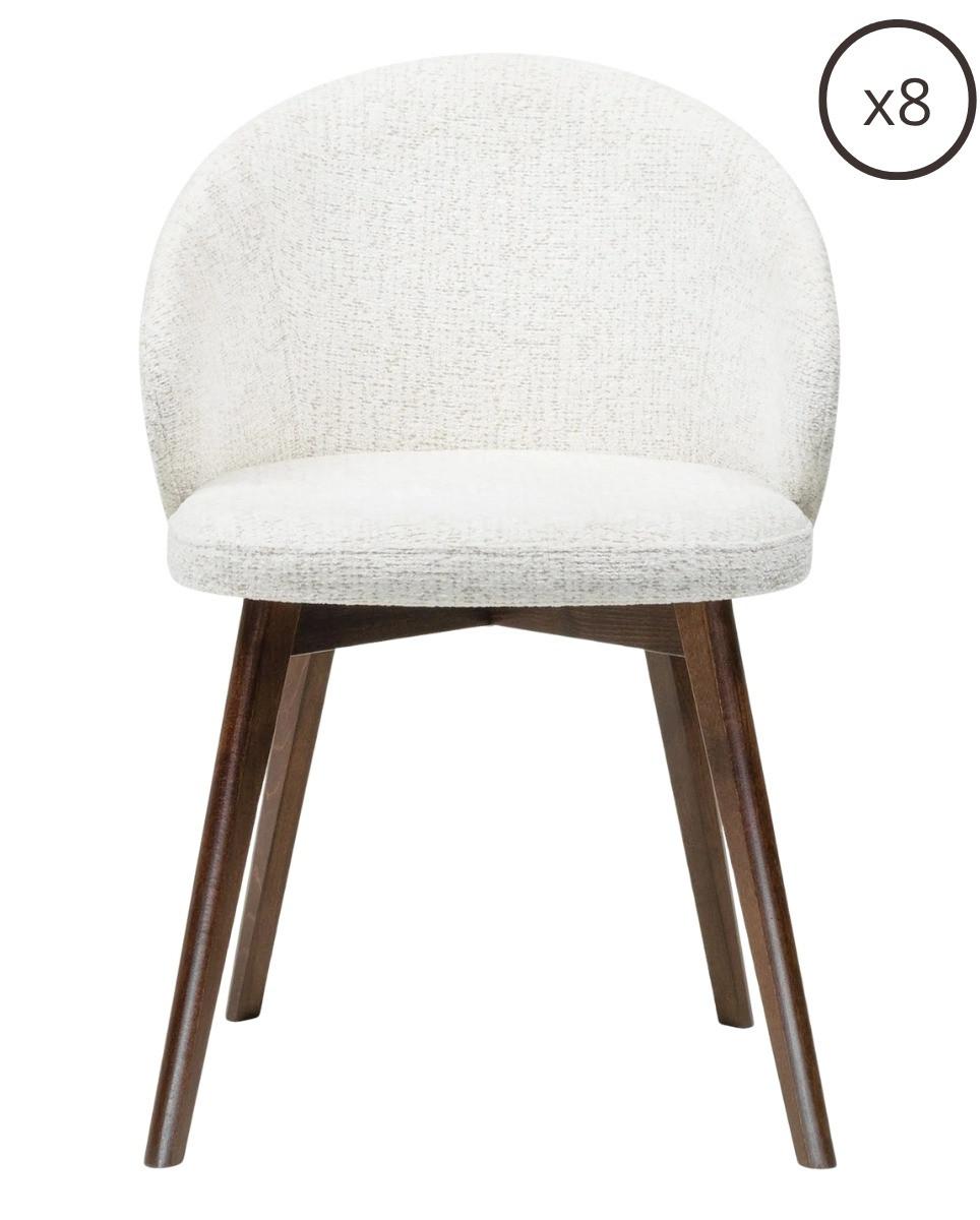 ESSZIMMERSTUHL MELIE 8er Set in Creme Chenille mit Dunkelbraunen Buchenholzbeinen 54/49/82 cm - Dunkelbraun/Creme, Holz/Textil (54/82/49cm) - WFL GROUP