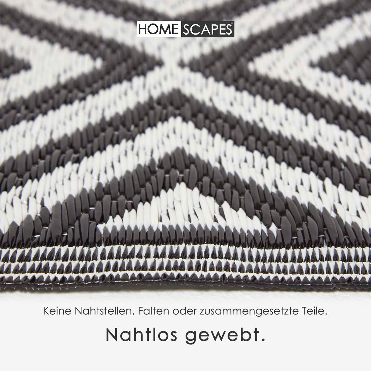 OUTDOORTEPPICH geometrisch gemustert 120/186 cm - Schwarz/Weiß, Kunststoff (120/186cm) - Homescapes
