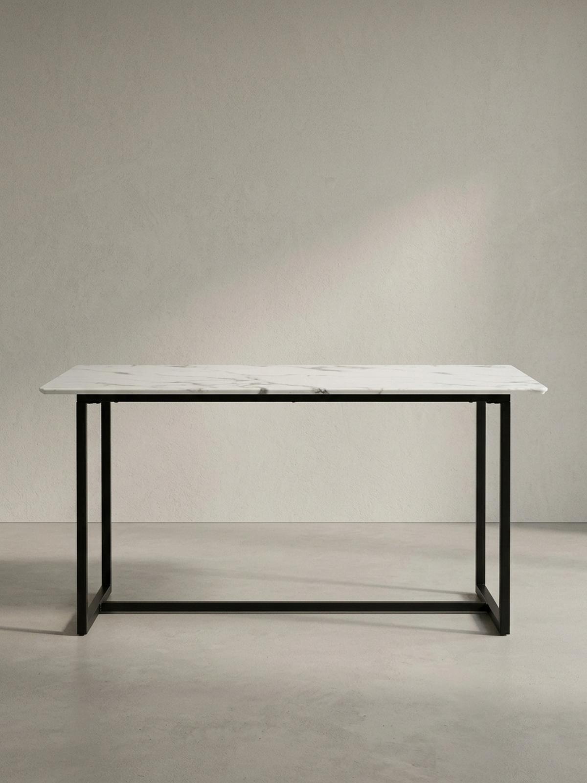 ESSTISCH Marmoroptik Metall Rechteckig Modern Klein, Weiß 200x90x76 cm - Schwarz/Weiß, Holzwerkstoff/Metall (90/200/76cm) - KADIMA DESIGN