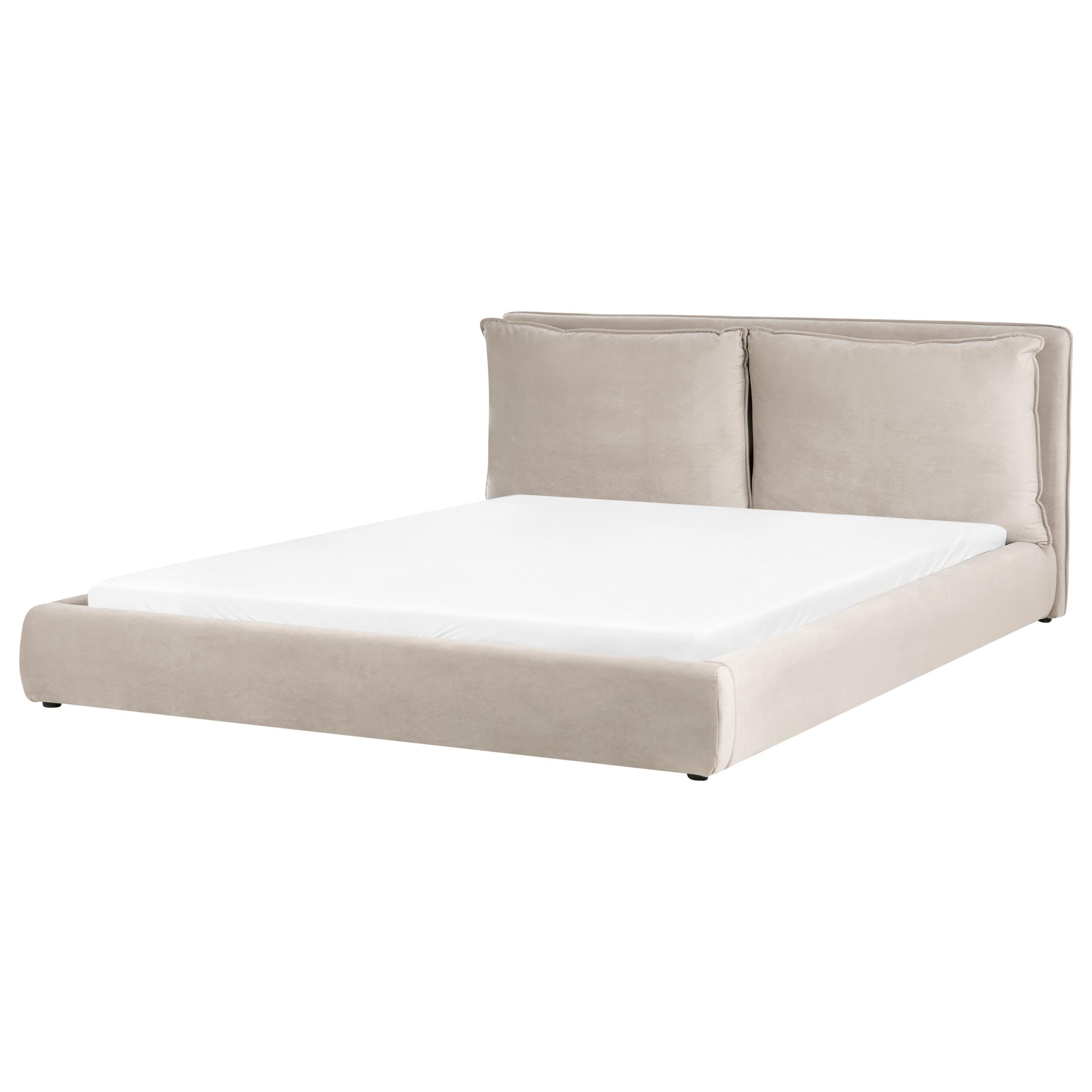 BETT mit Lattenrost 180/200 cm Samtstoff Taupe Bajonna - Taupe, Textil (180/200cm) - Beliani