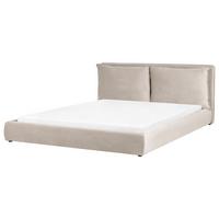 BETT mit Lattenrost 180/200 cm Samtstoff Taupe Bajonna - Taupe, Textil (180/200cm) - Beliani