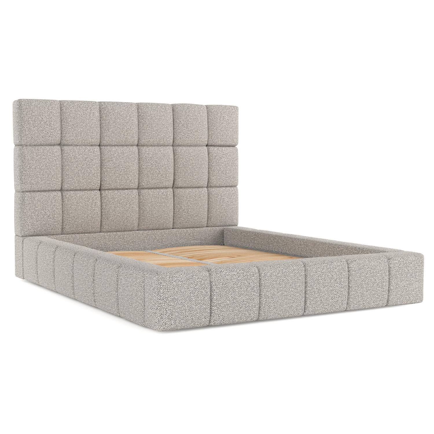 POLSTERBETT Skiathos mit Stauraum 180/200 cm Grau im Bubble Stoff - Schwarz/Naturfarben, Holz/Holzwerkstoff (180/200cm) - AltaBeds