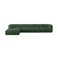 ECKSOFA Ottomane Links MIRA-L3 409x179x70 Grün Cord - Salbeigrün/Schwarz, Holzwerkstoff/Kunststoff (409/179cm) - ALTDECOR