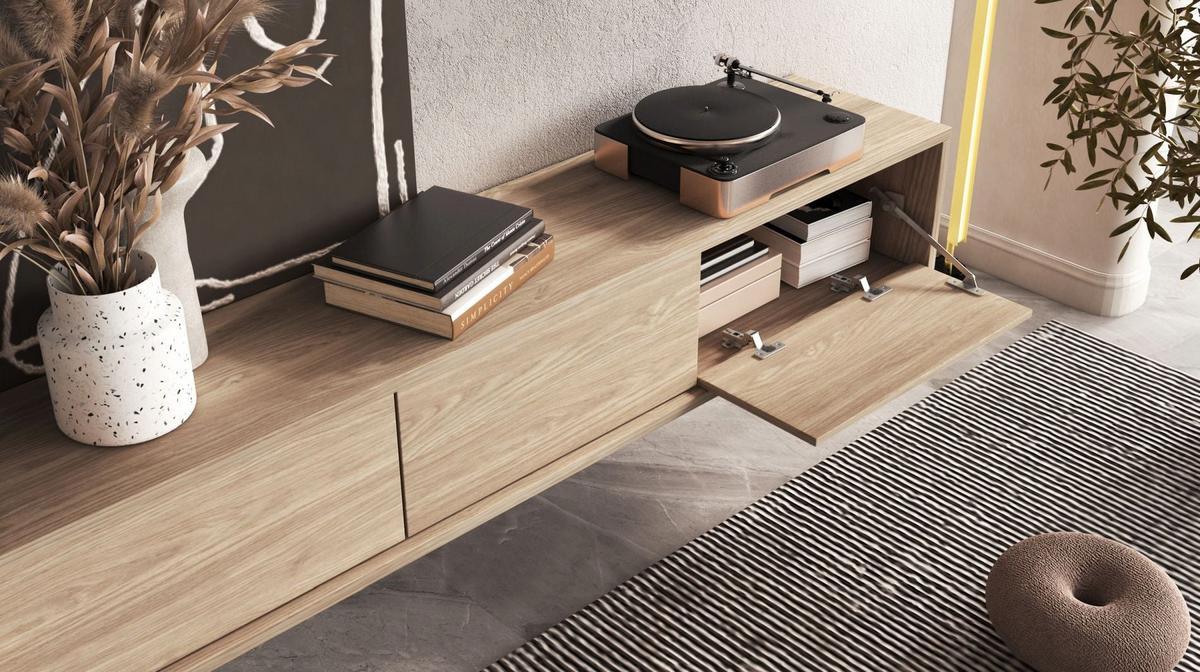 TV-LOWBOARD Moddern Eiche 180 cm - Beige, Holzwerkstoff (180/32/36cm) - Selsey