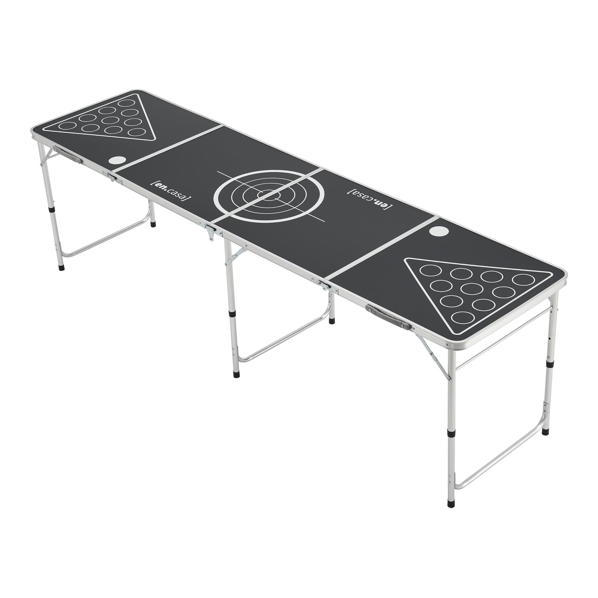 BIERPONGTISCH Ibiza - Silberfarben/Schwarz, Holzwerkstoff/Metall (60/240/70cm) - [en.casa]