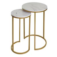 BEISTELLTISCH rund Weiß, Gold 2er-Set - Goldfarben/Weiß, Holzwerkstoff (40/40/64cm) - MCW