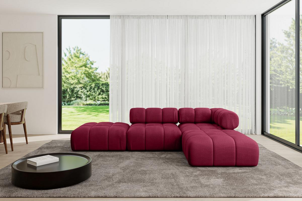 ECKSOFA modulares Sofa Kerru-L1 - 285x190x70 cm Bordeauxrot Velours - Bordeaux, Holzwerkstoff/Textil (285/190cm) - ALTDECOR