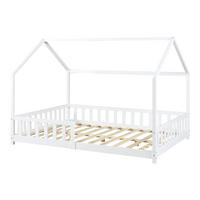 HAUSBETT Hesel - Weiß, Holz (120/200cm) - [en.casa]