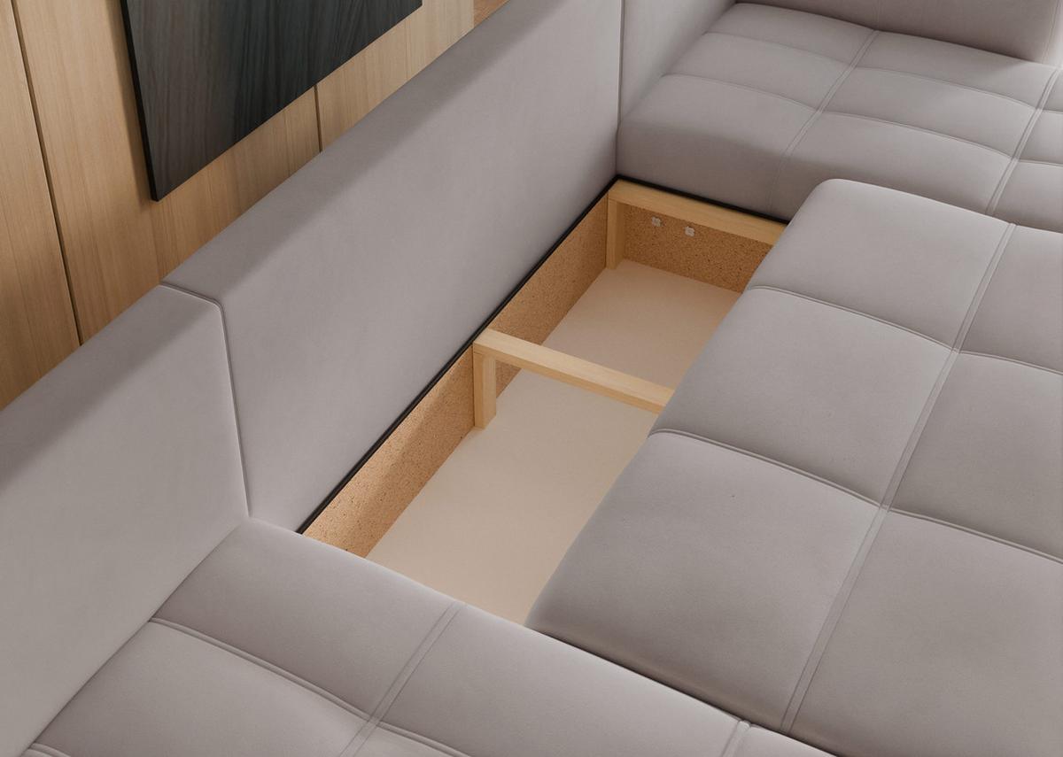 WOHNLANDSCHAFT PEDRO mit Schlaffunktion und Bettkasten Hellgrau - Grau, Holzwerkstoff/Textil (318/79/145cm) - Idohome