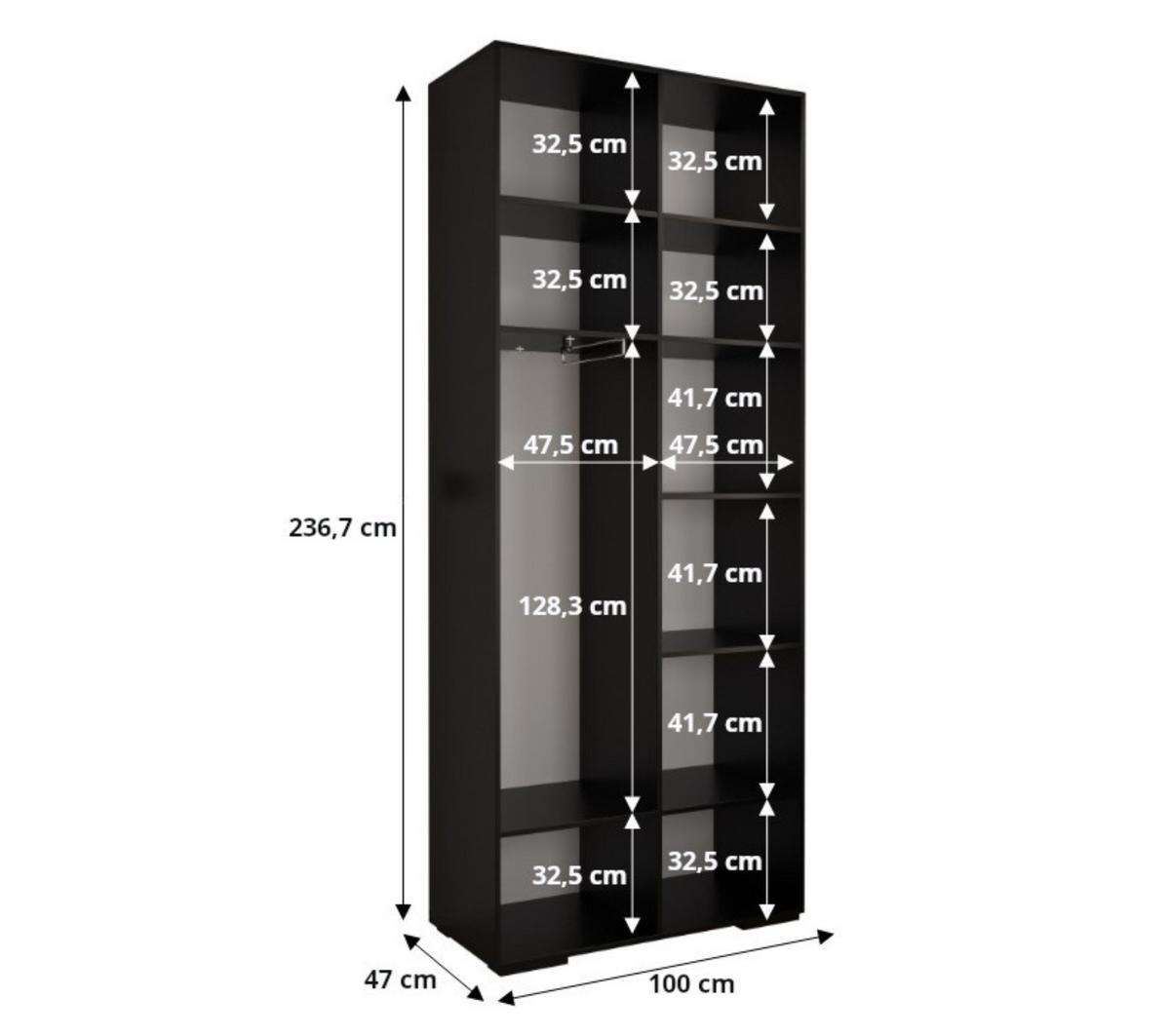 DREHTÜRENSCHRANK 236.7/100/47 2-türig - Kaschmir/Goldfarben, Holz/Metall (100/236.7/47cm) - MÖBEL KRYSPOL