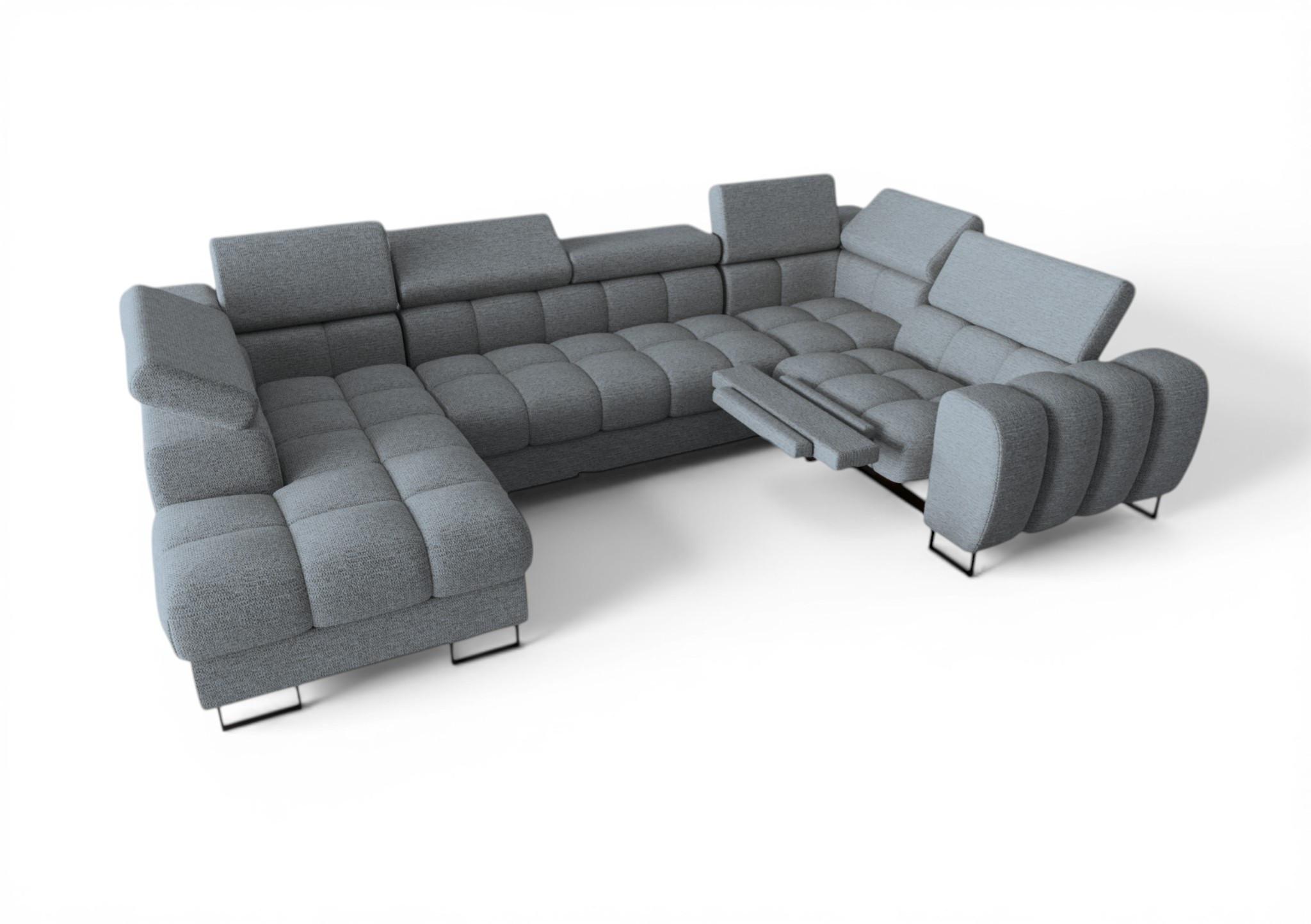 WOHNLANDSCHAFT Bastien Relax - Grau, Holzwerkstoff/Textil (198/95/350cm) - Fun Möbel
