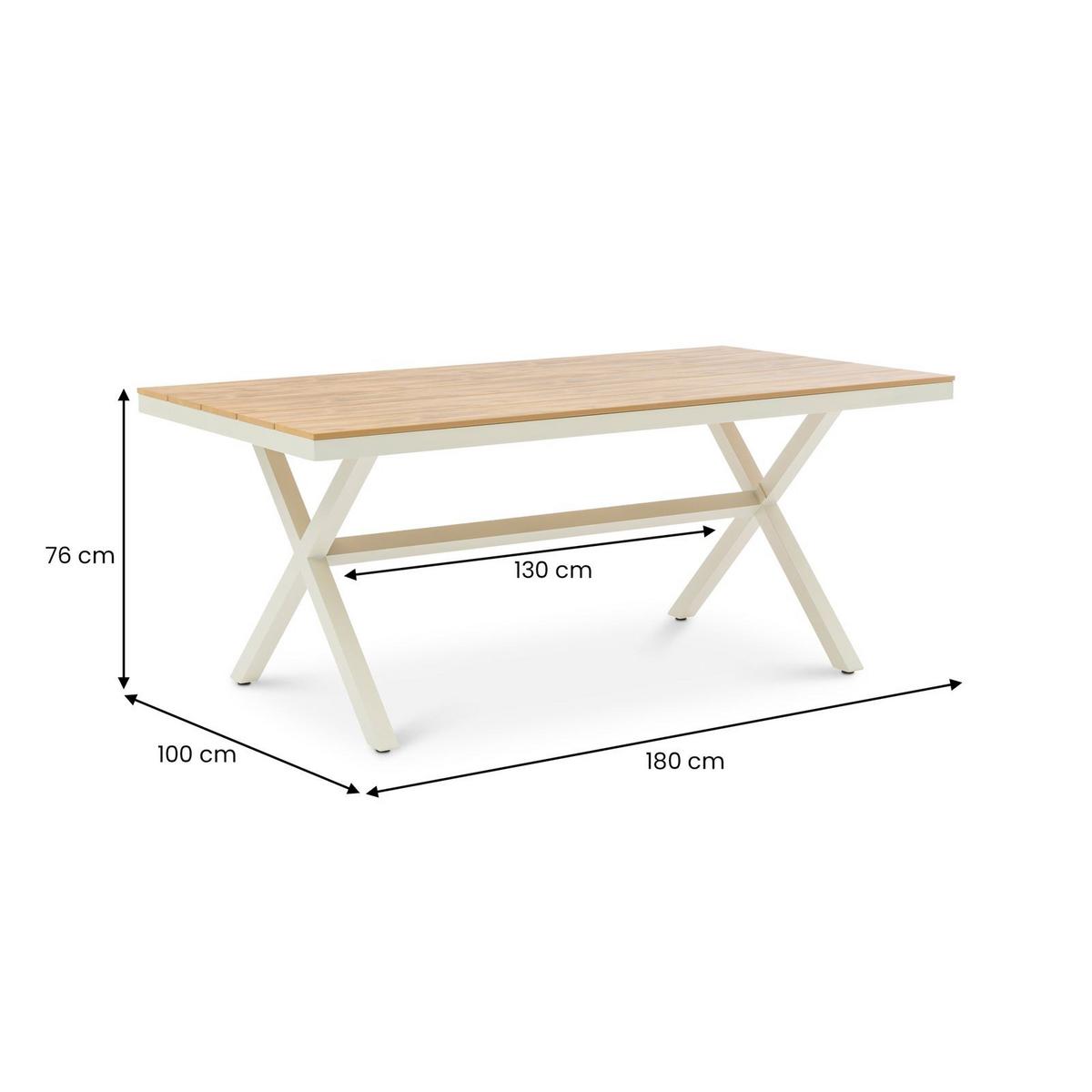 GARTENTISCH ISOLA weiß/natur - Weiß/Naturfarben, Kunststoff/Metall (100/180/76cm) - IDIMEX