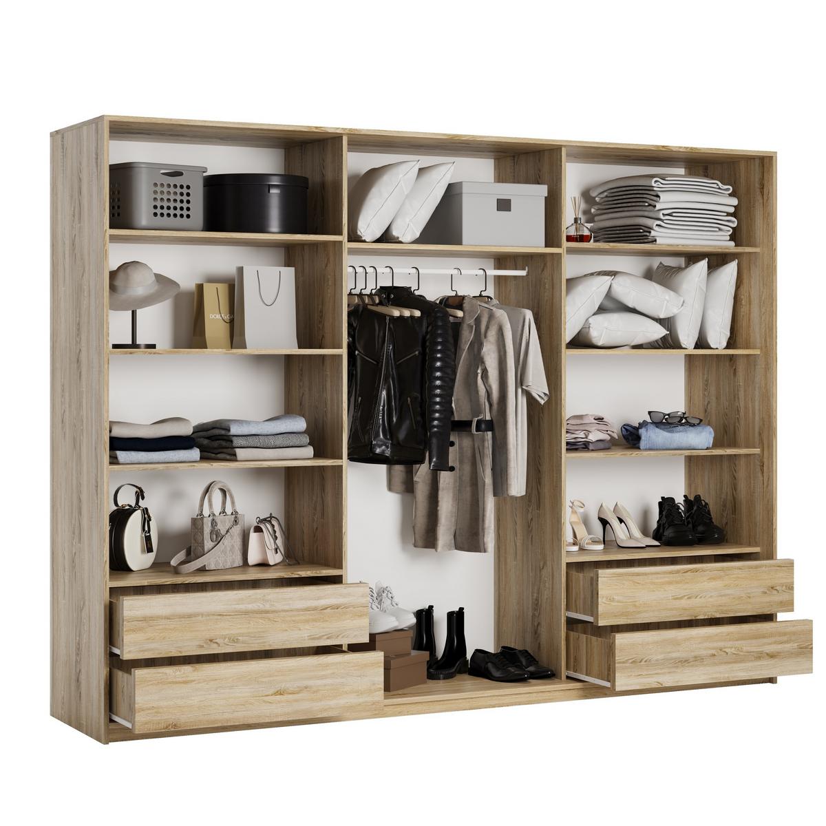 SCHWEBETÜRENSCHRANK NISSE 270/205/60 cm 3-türig Sonoma Eiche - Sonoma Eiche, Holzwerkstoff (270/205/60cm) - MASSENO