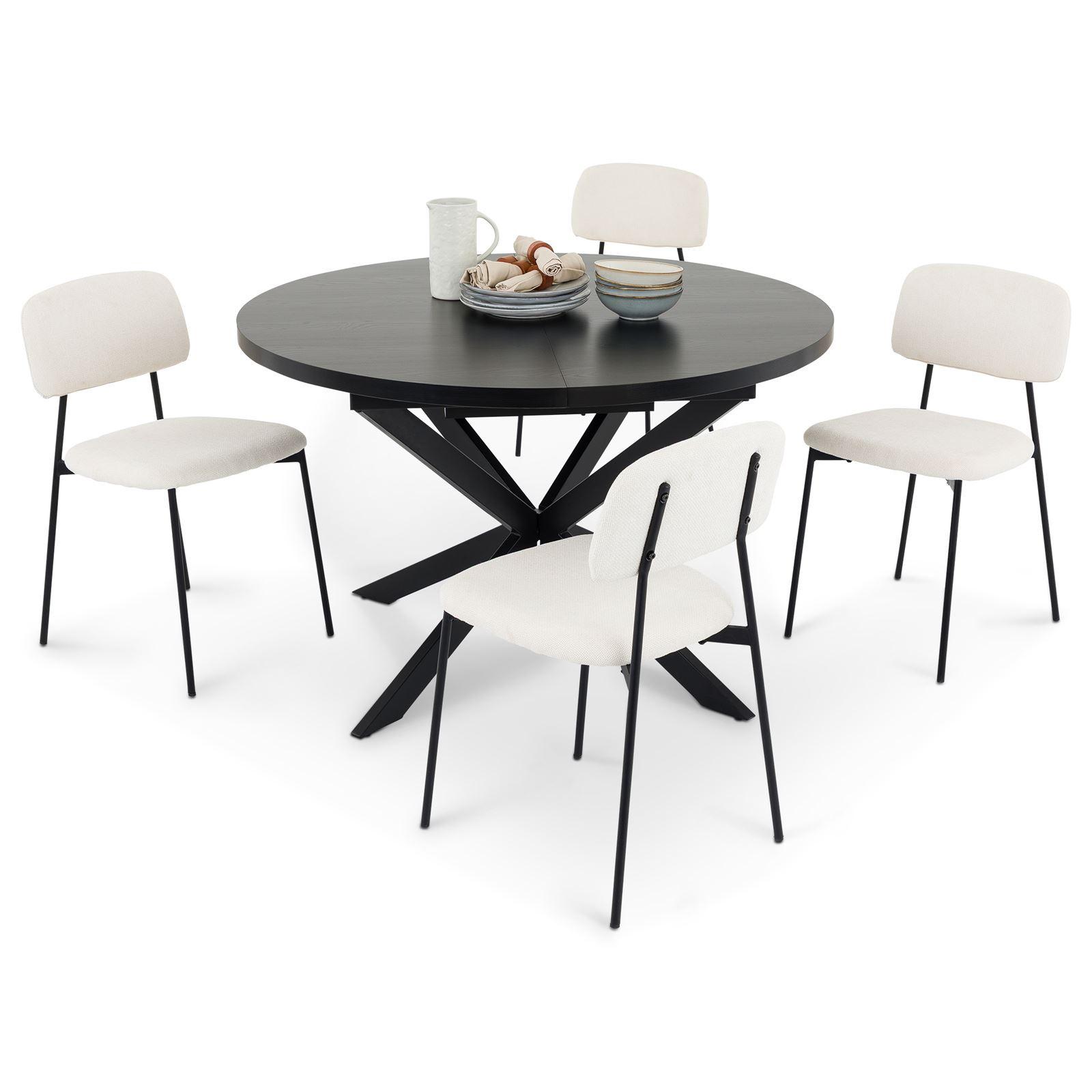 ESSGRUPPE TOLEDO 5er Set schwarz - Schwarz, Holzwerkstoff/Metall (120/75/120cm) - IDIMEX