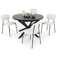 ESSGRUPPE TOLEDO 5er Set schwarz - Schwarz, Holzwerkstoff/Metall (120/75/120cm) - IDIMEX